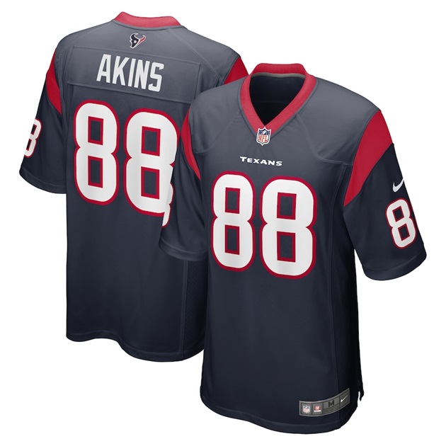 mens nike jordan akins navy houston texans game jersey